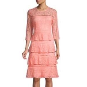 ALLISON New York Blush Lace Tiered 3/4 Sleeve Dress XS NWT